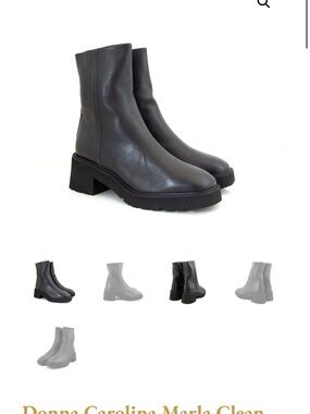 Women's Black Leather Mid-Calf Heeled Boot
